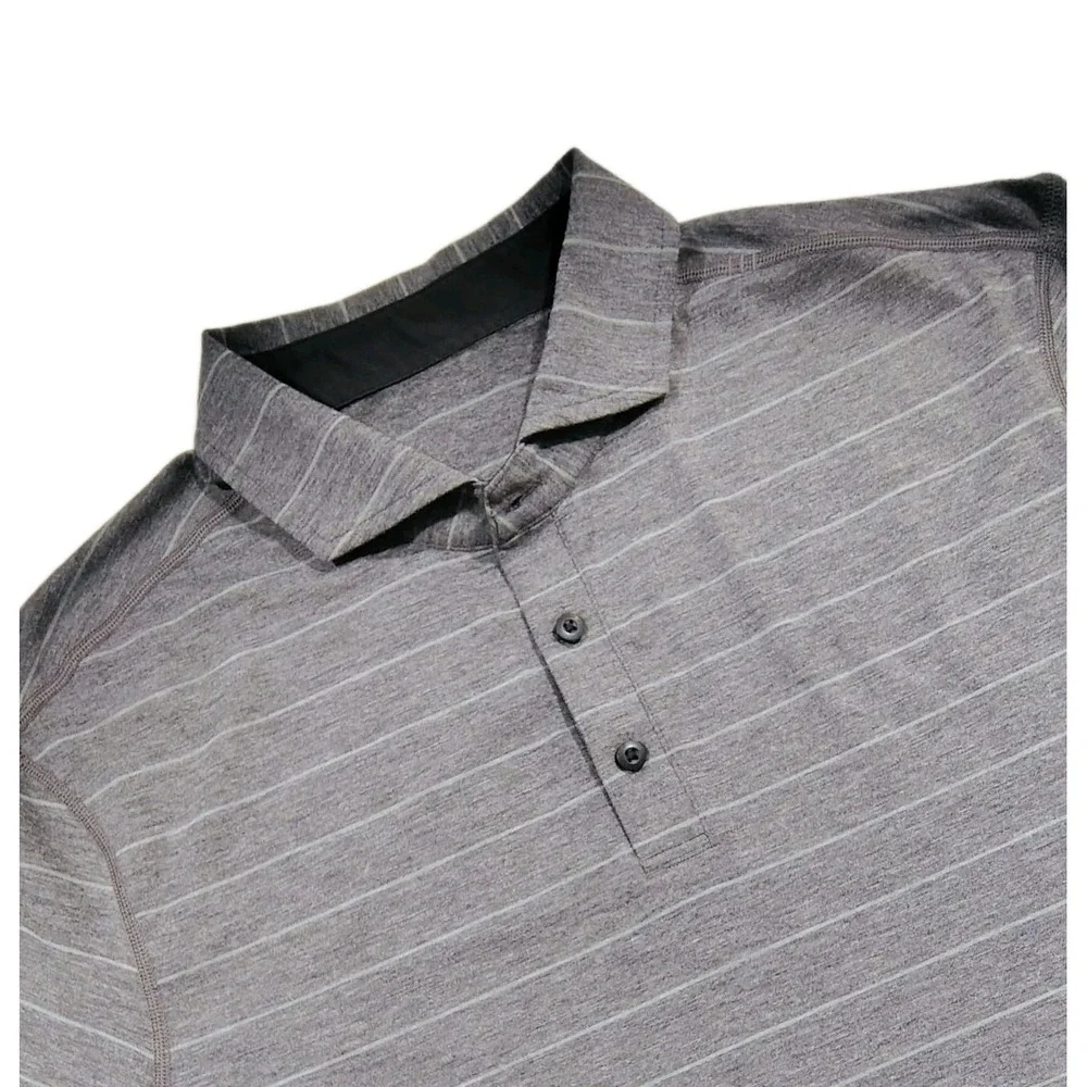 Lululemon Evolution Polo Shirt L Heathered Gray Stretch Performance Golf Men's